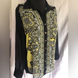 Sheer Black Button-up Dress Shirt Blouse